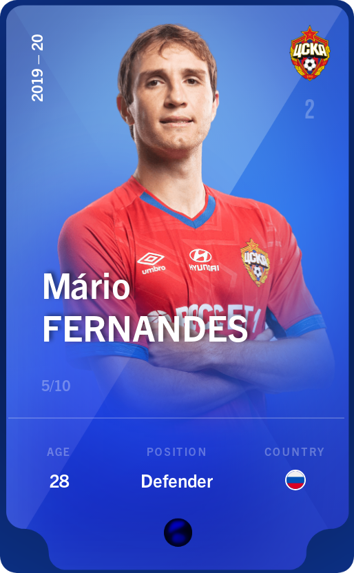 Sorare - Sorare Official - Mário Fernandes 2019-20 • Super Rare 5/10 - NFT # 2236968588407418123194045197994112665089043163986849124062946960683547166554