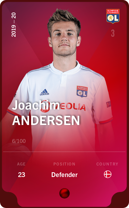 Sorare - Sorare Official - Joachim Andersen 2019-20 • Rare 6/100 - NFT # 50933438428142737364352637931952413722081593227070843284470858334704939518146