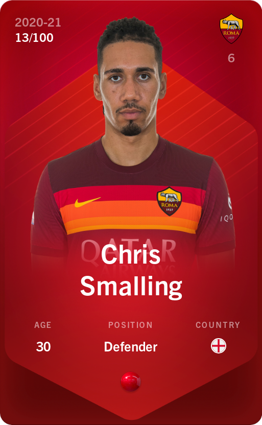 Sorare - Sorare Official - Chris Smalling 2020-21 • Rare 13/100 - NFT # 21462935173311490549962808900380978334171410098512203054969125635777384043378