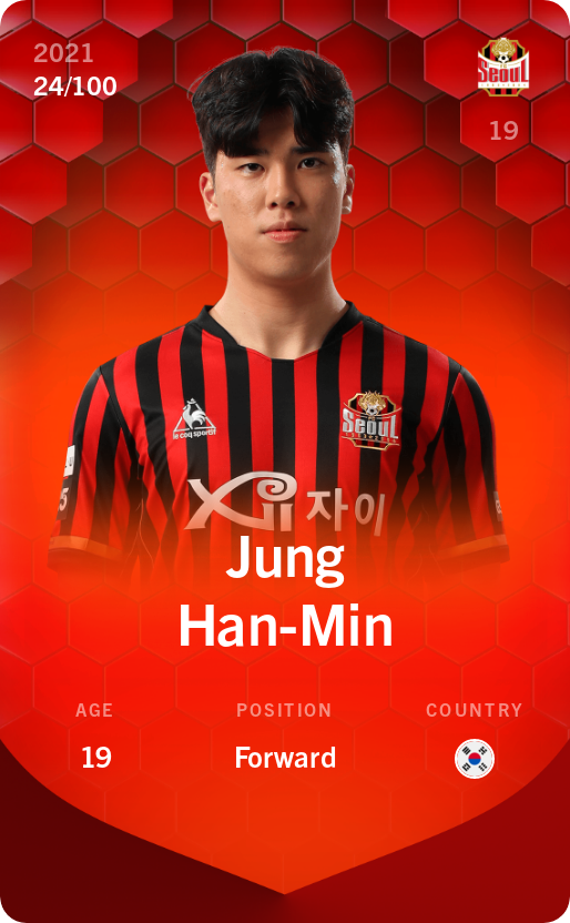 Sorare - Sorare Official - Jung Han-Min 2021-22 • Rare 24/100 - NFT # 76847455359768707042929111229271412784549781829973619255327373412105299195135