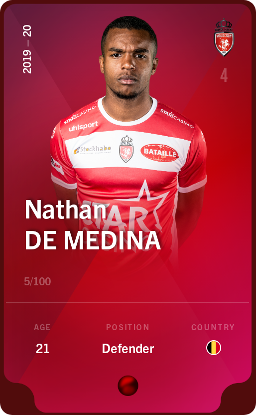 Sorare - Sorare Official - Nathan De Medina 2019-20 • Rare 5/100 - NFT # 55728886448723088099928437539902696920977376958104404934906881820386391513676