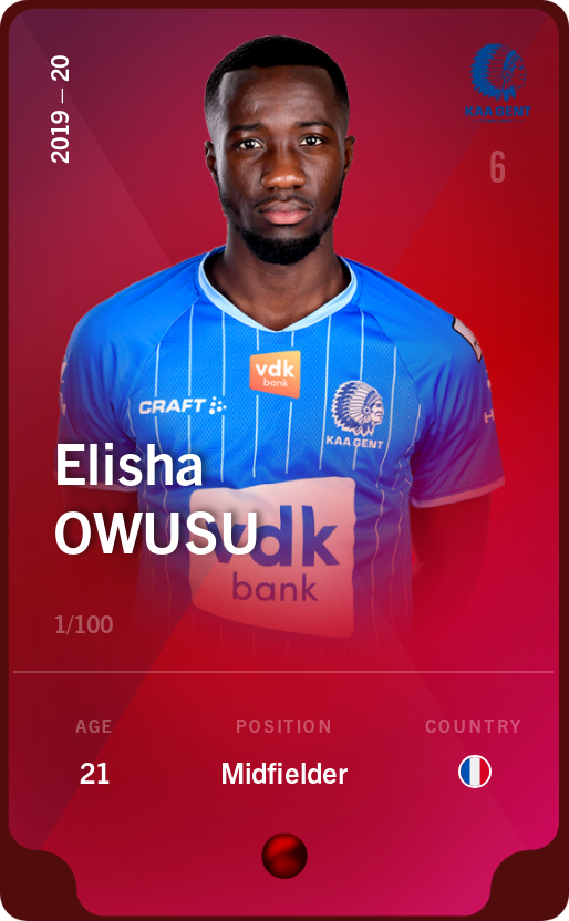 Sorare - Sorare Official - Elisha Owusu 2019-20 • Rare 1/100 - NFT # 13004465635350770760296537637978459543805269344761357847327167442396642109222