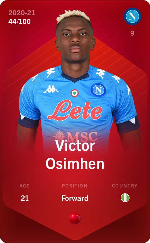 Sorare - Sorare Official - Victor Osimhen 2020-21 • Rare 44/100 - NFT # 54512715637736099182966275854857403012352094192631996195693332156358780921244