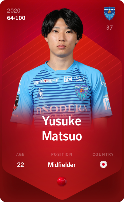 Sorare - Sorare Official - Yusuke Matsuo 2020-21 • Rare 64/100 - NFT # 95924803492795007758632905310495234227450366650532973354738726724645763741638