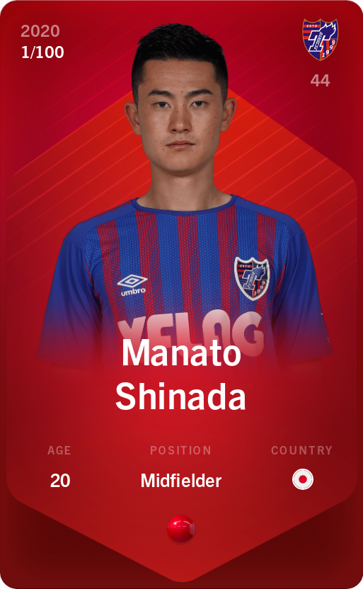 Sorare - Sorare Official - Manato Shinada 2020-21 • Rare 1/100 - NFT # 56675030952441604778680660258424745450177694301216784783453887916203303347277