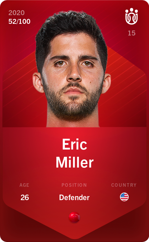 Sorare - Sorare Official - Eric Miller 2020-21 • Rare 52/100 - NFT # 78393088062063586016722013438896078174097264984584209687168614808184225222846