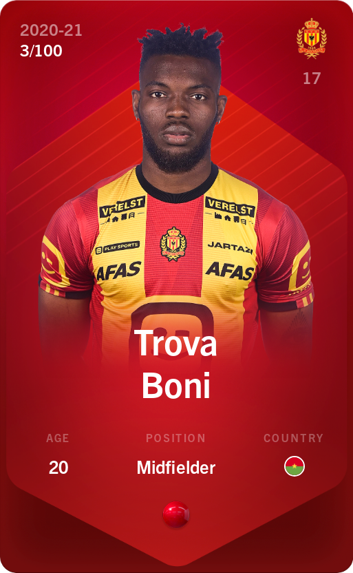 Sorare - Sorare Official - Trova Boni 2020-21 • Rare 3/100 - NFT # 49901423945668389332691810353306731180678951555559154961854433417446270114847