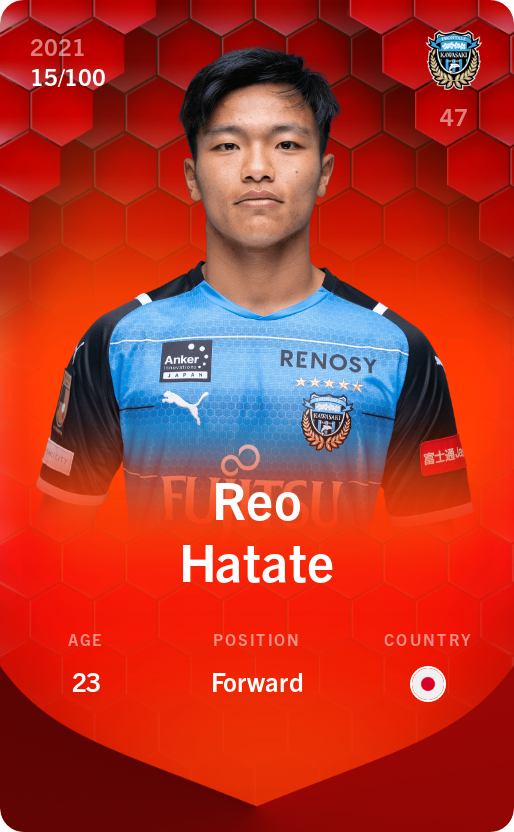 Sorare - Sorare Official - Reo Hatate 2021-22 • Rare 15/100 - NFT # 85028687417087523591819777789165876281976727518629732900296722262796939165406