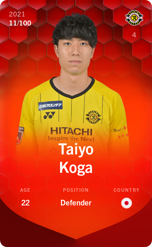 Sorare - Sorare Official - Taiyo Koga 2021-22 • Rare 11/100 - NFT # 32723257559129283294373768441279480115298654848837124058152268614265124310138