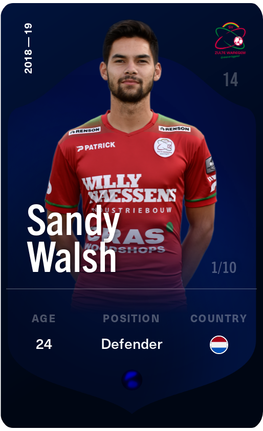 Sorare - Sorare Official - Sandy Walsh 2018-19 • Super Rare 1/10 - NFT # 98143422180031159904497957640023354144559780893409286511183589124579454687379