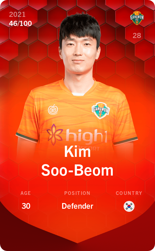 Sorare - Sorare Official - Kim Soo-Beom 2021-22 • Rare 46/100 - NFT # 36089298988040189002464803505950920029921158888560638885342647075986541004501