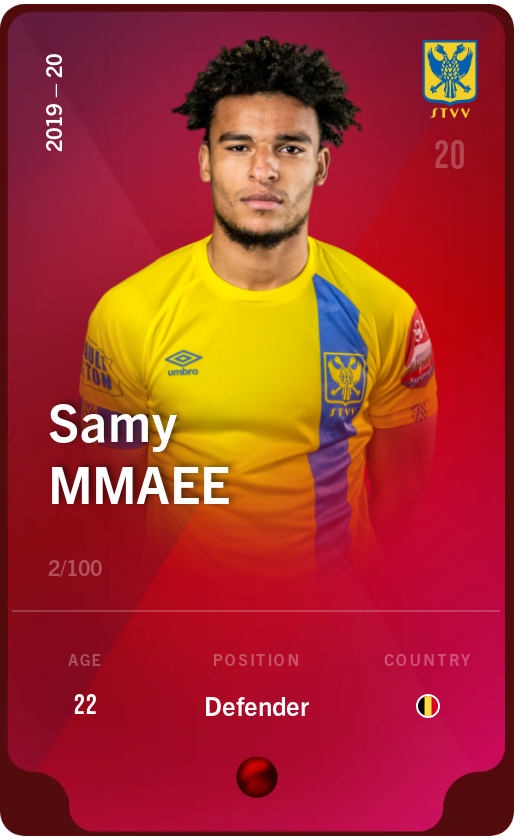 Sorare - Sorare Official - Samy Mmaee 2019-20 • Rare 2/100 - NFT # 15843202826518088309446871935202302245211220881594070959970911843213573757043