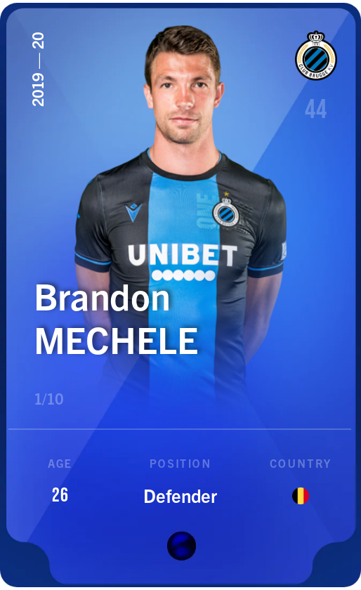 Sorare - Sorare Official - Brandon Mechele 2019-20 • Super Rare 1/10 - NFT # 11981793932873022098580465627600484378294378819108830957225322297027264742394