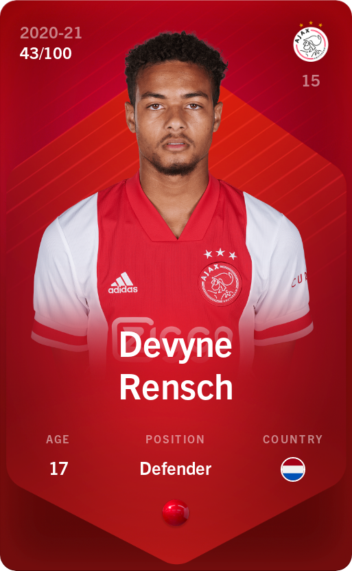 Sorare - Sorare Official - Devyne Rensch 2020-21 • Rare 43/100 - NFT # 69183145722604457491164385465454102718716126195350457496261360321069819655059