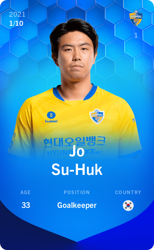 Sorare - Sorare Official - Jo Su-Huk 2021-22 • Super Rare 1/10 - NFT # 52727422757997347286530381149349621009504870911791430876399502235369495709527