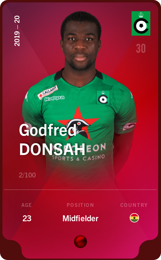 Sorare - Sorare Official - Godfred Donsah 2019-20 • Rare 2/100 - NFT # 113440132344832590523470256178623740866530139267248967423747769535920317385356