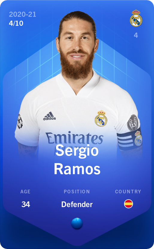 Sorare - Sorare Official - Sergio Ramos 2020-21 • Super Rare 4/10 - NFT # 18374890731581375836770878895288461954279650355593084806031377751782041549979