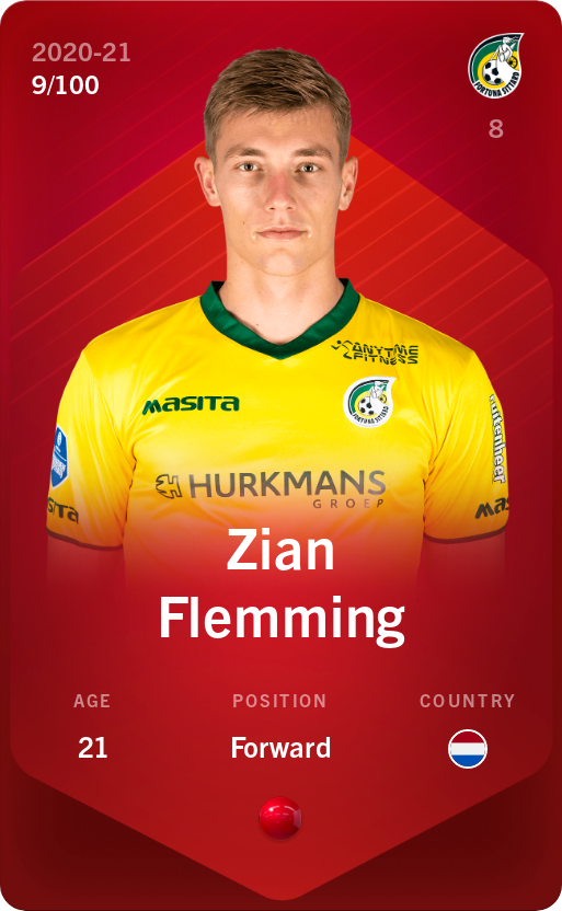 Sorare - Sorare Official - Zian Flemming 2020-21 • Rare 9/100 - NFT # 94263115579110577839504965767164413034351726065663705878754733849465435599717