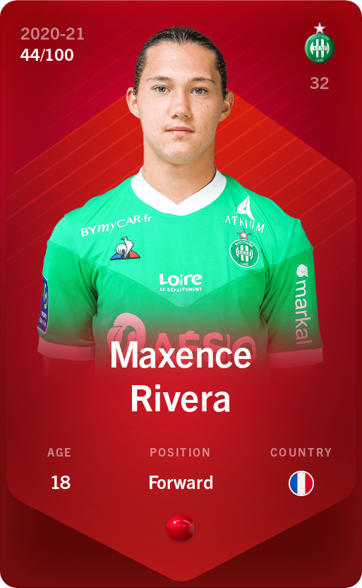 Sorare - Sorare Official - Maxence Rivera 2020-21 • Rare 44/100 - NFT # 18425696052474731101451354864736014481517255471616167839859953963057193990771