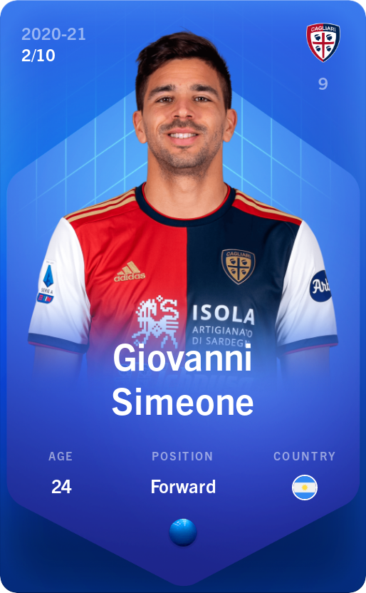 Sorare - Sorare Official - Giovanni Simeone 2020-21 • Super Rare 2/10 - NFT # 82362775949562493420511853771007555774892542390000450968749902624378727654606