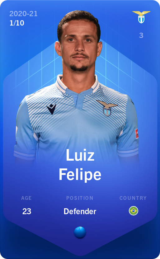 Sorare - Sorare Official - Luiz Felipe 2020-21 • Super Rare 1/10 - NFT # 73520592562650412396836627772609189492995987860113681032064454665465943651220