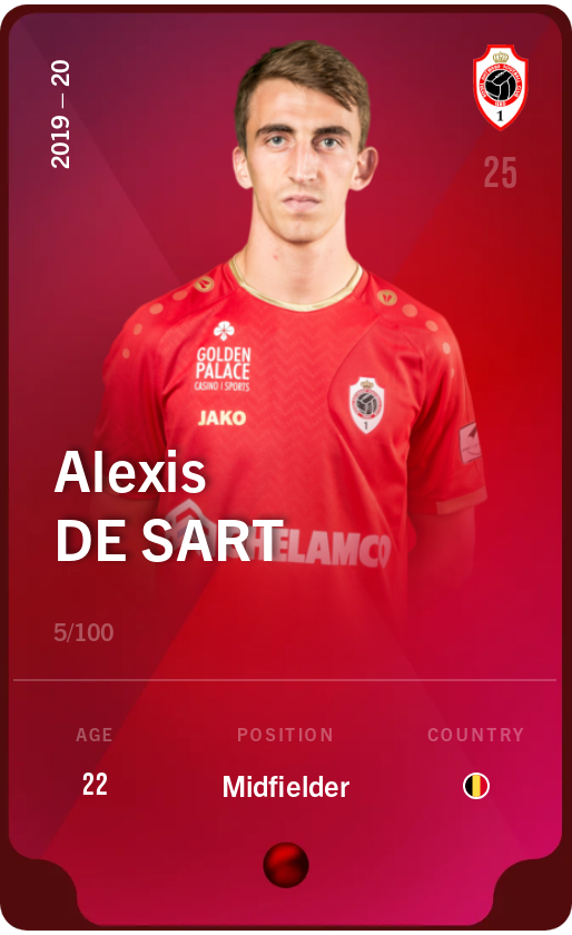 Sorare - Sorare Official - Alexis De Sart 2019-20 • Rare 5/100 - NFT # 48344828123407305279490790377753060738418097114672485572796946501478130952016