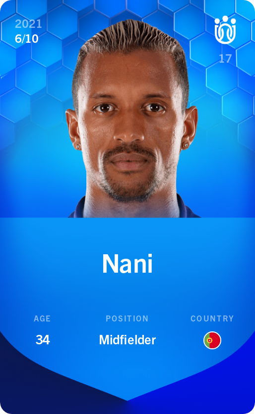 Sorare - Sorare Official - Nani 2021-22 • Super Rare 6/10 - NFT # 24641933967056536808665255269797968205584295625653527723221401118537399841762