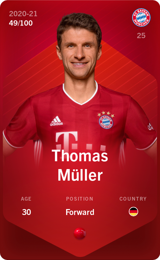 Sorare - Sorare Official - Thomas Müller 2020-21 • Rare 49/100 - NFT # 3517938449795471545488442956155352272622521373558960578974645344421398546558