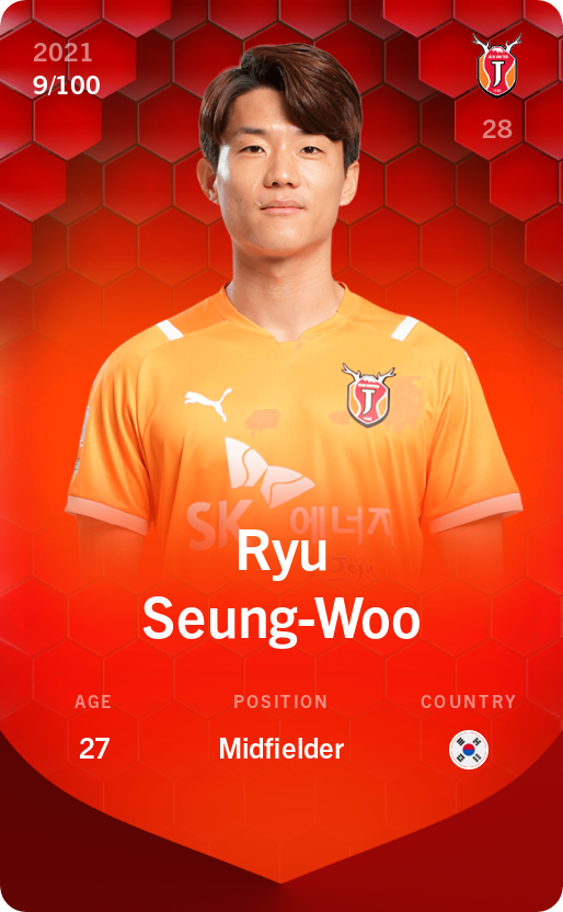Sorare - Sorare Official - Ryu Seung-Woo 2021-22 • Rare 9/100 - NFT # 101666362863168374406312164177556378384350071611397666611758754172213462299719