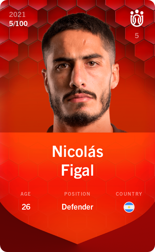 Sorare - Sorare Official - Nicolás Figal 2021-22 • Rare 5/100 - NFT # 32425805869433505182650178627482877876850633681713588871046236232137087692956