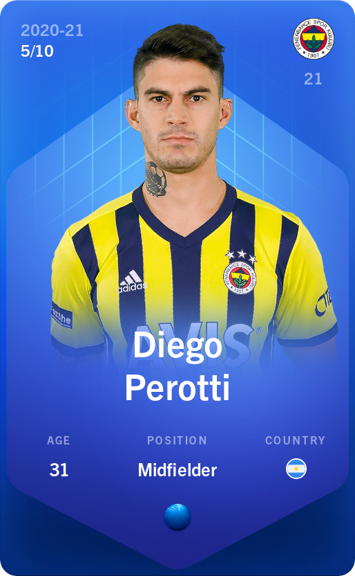 Sorare - Sorare Official - Diego Perotti 2020-21 • Super Rare 5/10 - NFT # 85788323886492472474323440161107759906266300395735830995122273509658878935729