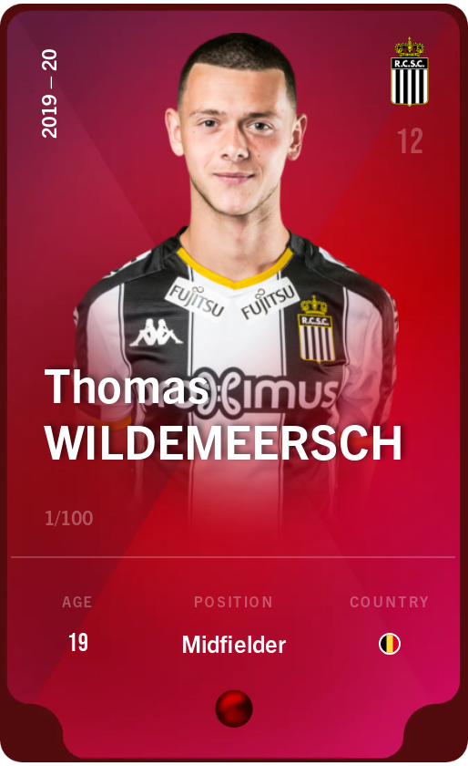 Sorare - Sorare Official - Thomas Wildemeersch 2019-20 • Rare 1/100 - NFT # 112620741071592306603335379787448113713069680177536565717441131185230568438662