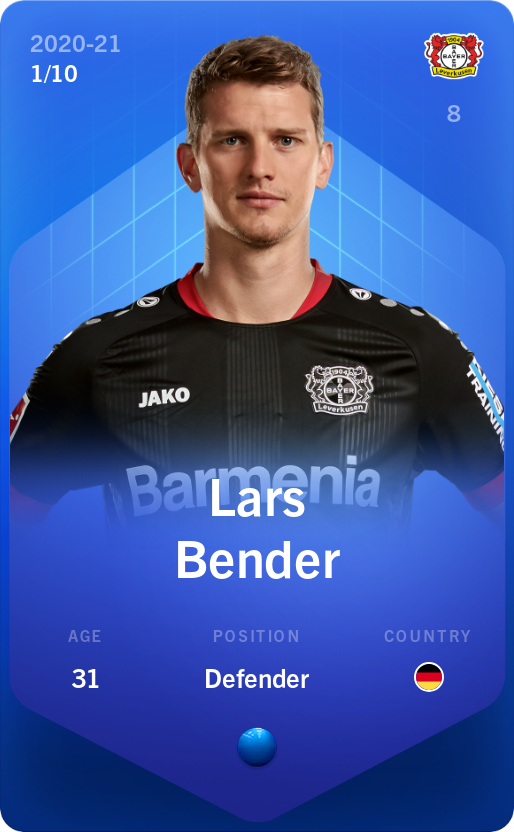 Sorare - Sorare Official - Lars Bender 2020-21 • Super Rare 1/10 - NFT # 27061711410697821561532474576138573129499267190804985003700658223457992322393
