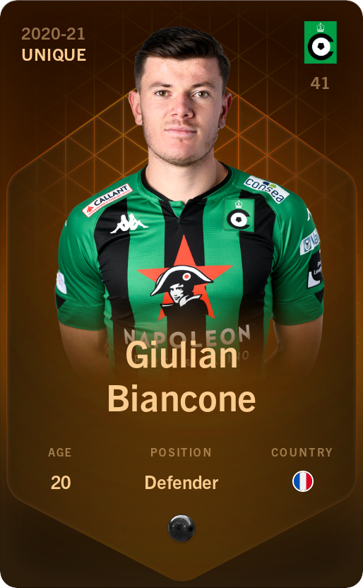 Sorare - Sorare Official - Giulian Biancone 2020-21 • Unique - NFT # 108346057585076436605969105632881833551889737204406281232982796972525729609545