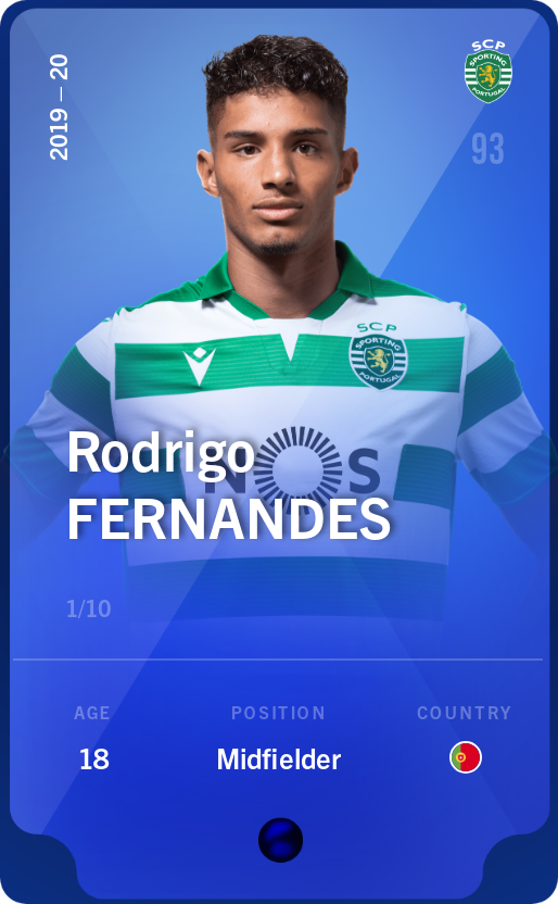 Sorare - Sorare Official - Rodrigo Fernandes 2019-20 • Super Rare 1/10 - NFT # 53542641118538228442345149491472793678416389078229533503120633917719891715938