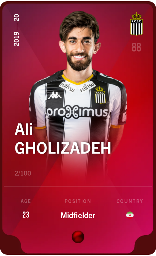 Sorare - Sorare Official - Ali Gholizadeh 2019-20 • Rare 2/100 - NFT # 85404230622392452734634983799577455640896453085330995739779630176669971123309