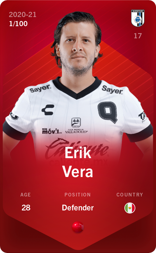 Sorare - Sorare Official - Erik Vera 2020-21 • Rare 1/100 - NFT # 78583856815277410857386069401180939071263467762017839400892120304890175405364