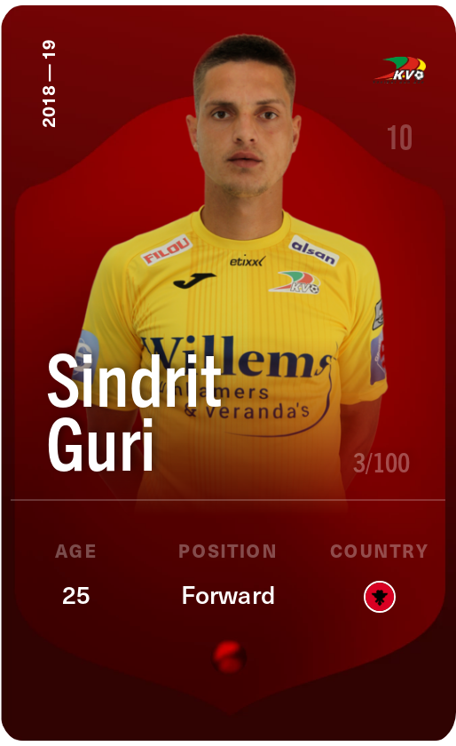 Sorare - Sorare Official - Sindrit Guri 2018-19 • Rare 3/100 - NFT # 110294588681470657652312425805960248624552992239796932805046146104599833579003