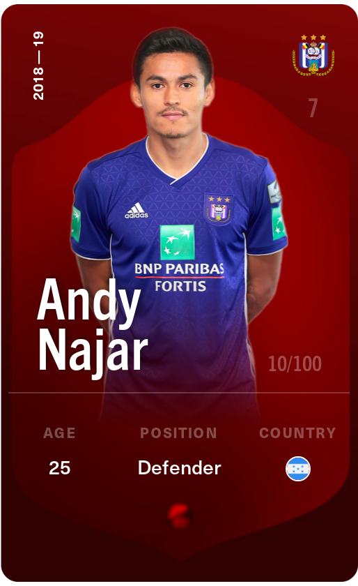 Sorare - Sorare Official - Andy Najar 2018-19 • Rare 10/100 - NFT # 104877865016140811037251652119585957161586110098697146311377427342288282698021