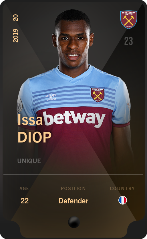 Sorare - Sorare Official - Issa Diop 2019-20 • Unique - NFT # 108952981897717788339866882817387504921467881003416617998557025974029471291811