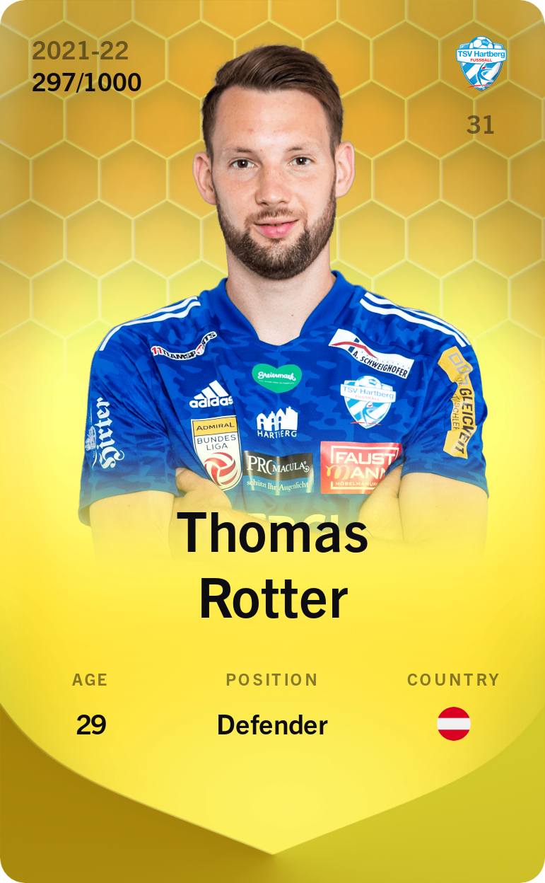 Sorare - Sorare Official - Thomas Rotter 2021-22 • Limited 297/1000 - NFT # 65822547059884852955676352752158593084869412543020229084650576093457581370683