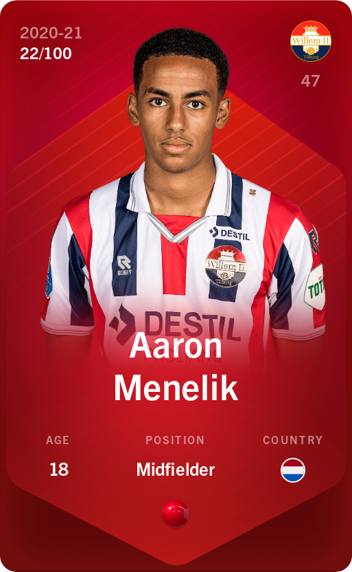 Sorare - Sorare Official - Aaron Menelik 2020-21 • Rare 22/100 - NFT # 112285302772287177044238072092081291380838644428219634592745421925927111405908