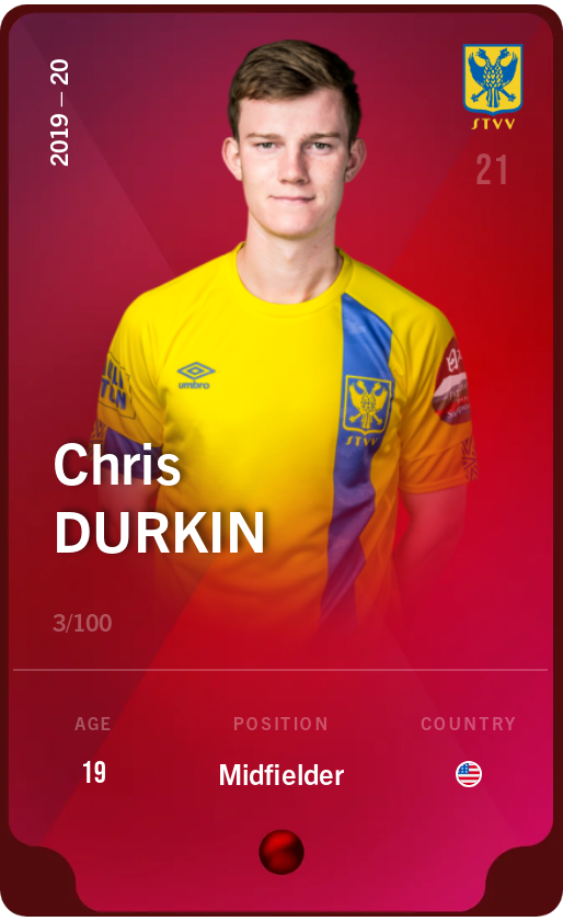 Sorare - Sorare Official - Chris Durkin 2019-20 • Rare 3/100 - NFT # 53649935843205263536014749627493706360906399941067809676857571418383733423662