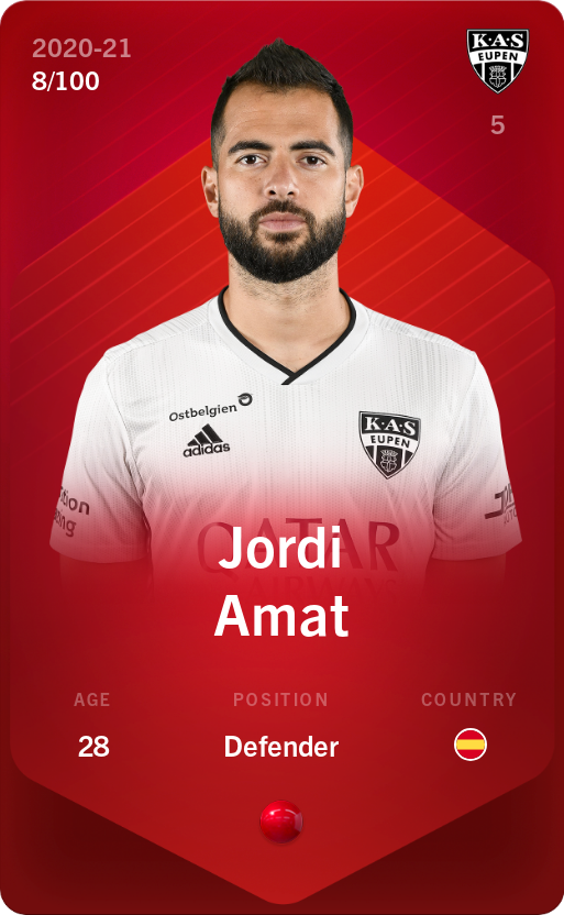 Sorare - Sorare Official - Jordi Amat 2020-21 • Rare 8/100 - NFT # 75541267935996430168938972365236974130405970610696913894976852215380856461706