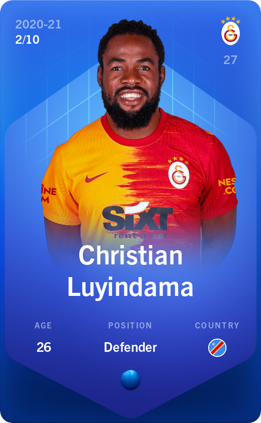 Sorare - Sorare Official - Christian Luyindama 2020-21 • Super Rare 2/10 - NFT # 60569760976294345039106479647910924622324814533414320867676290826467444501827