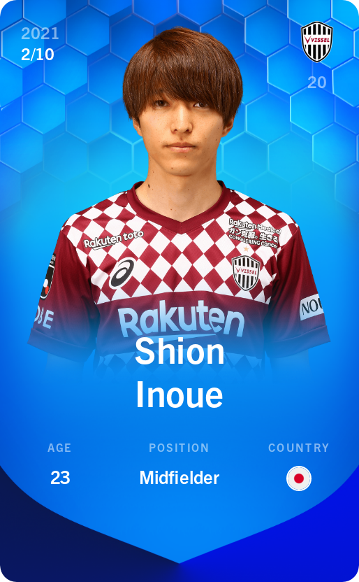 Sorare - Sorare Official - Shion Inoue 2021-22 • Super Rare 2/10 - NFT # 40589203384576100290262435441921862561270913182925199108315542448853450699922