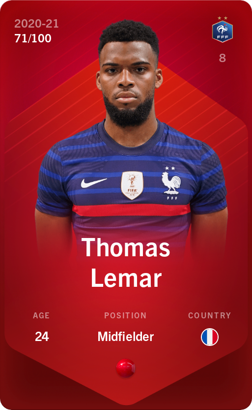 Sorare - Sorare Official - Thomas Lemar 2020-21 • Rare 71/100 - NFT # 21493408970921871131471837939809606212325369953975287407873924567159719848634