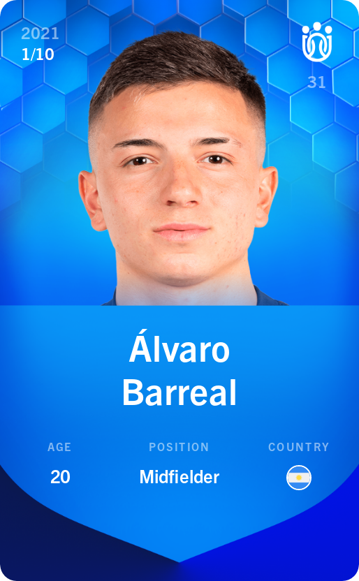 Sorare - Sorare Official - Álvaro Barreal 2021-22 • Super Rare 1/10 - NFT # 99701347015918434801666220638803990754402621302746863369925305612439554459105