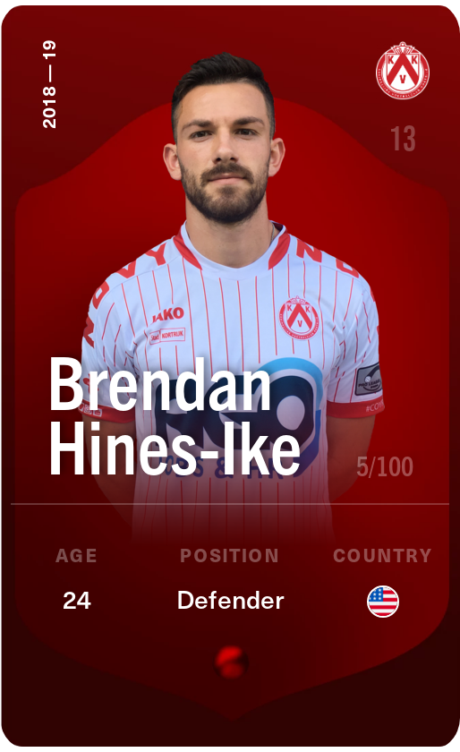 Sorare - Sorare Official - Brendan Hines-Ike 2018-19 • Rare 5/100 - NFT # 18425496222880934535016546210691504462105112836939687882767762240200810992030