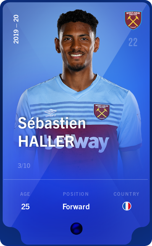 Sorare - Sorare Official - Sébastien Haller 2019-20 • Super Rare 3/10 - NFT # 31746078187891414237375462408679854263070587642966135394515244662193238350331